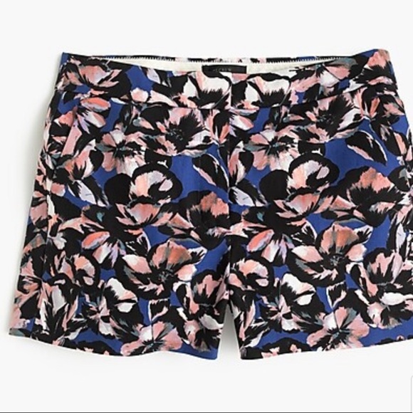 J.CREW Cotton-linen short in hibiscus print 10 - Picture 1 of 1